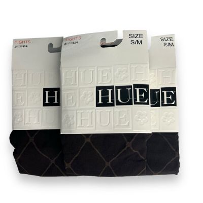 Hue Argyle Diamond Birdseye Tights W/ Control Top Size S/ M 3 Pair Pack